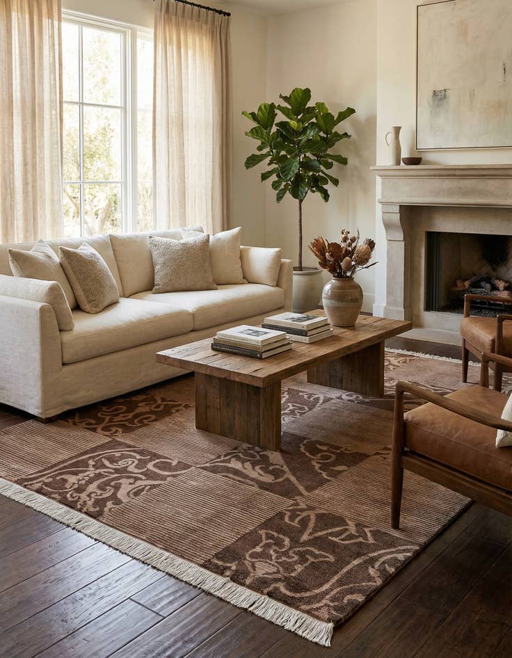 Detail image of  5' 8 x 8'  Hand Knotted Darya Wool Rug