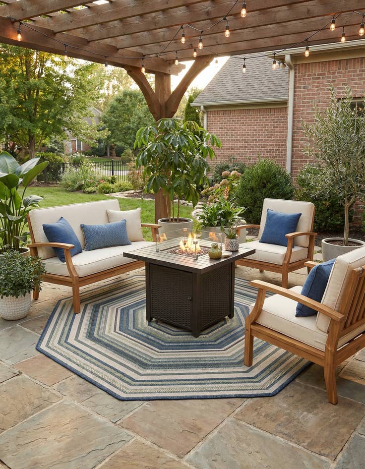 Detail image of 7' 10 x 7' 10  Washable Baja Indoor / Outdoor Octagon Rug