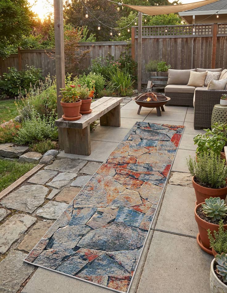 Detail image of 2' 7 x 12' Easy-Clean Modern Indoor / Outdoor Runner Rug