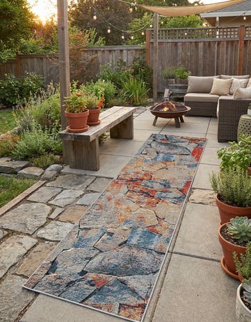 2' 7 x 12' Easy-Clean Modern Indoor / Outdoor Runner Rug