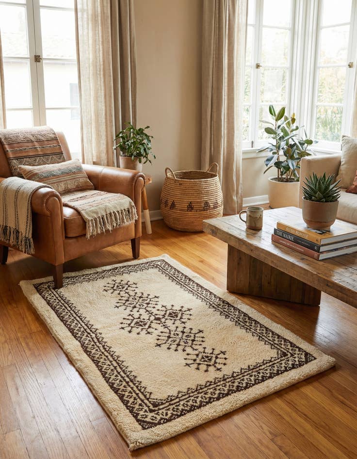 Detail image of 3' 5 x 5' 1  Hand Knotted Moroccan Wool Rug