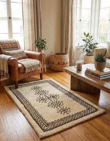 3' 5 x 5' 1 Hand Knotted Moroccan Wool Rug