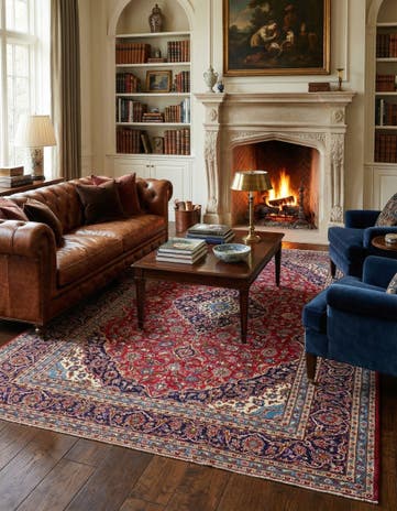 9' 10 x 12' 10 Hand Knotted Kashan Persian Wool Rug