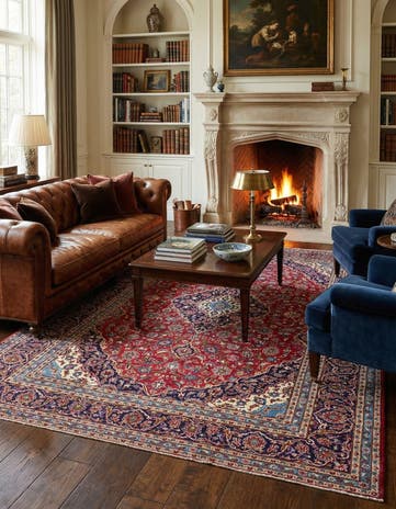 9' 10 x 12' 10 Hand Knotted Kashan Persian Wool Rug