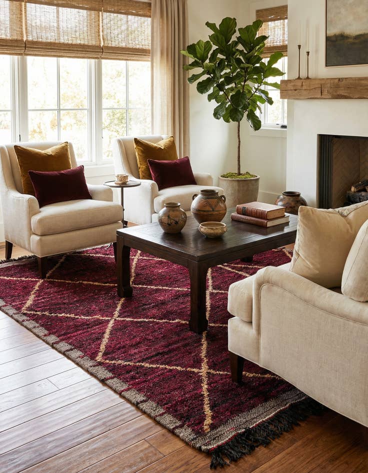 Detail image of 4' 1 x 6' 3  Hand Knotted Moroccan Wool Rug