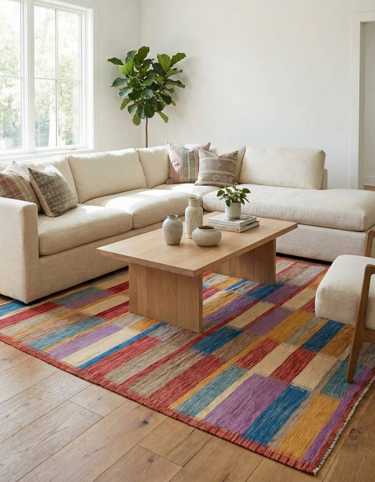 Detail image of  6' 6 x 9' 8  Hand Woven Kilim Modern Wool Rug