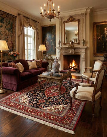 4' 9 x 6' 11 Hand Knotted Qom Persian Rug