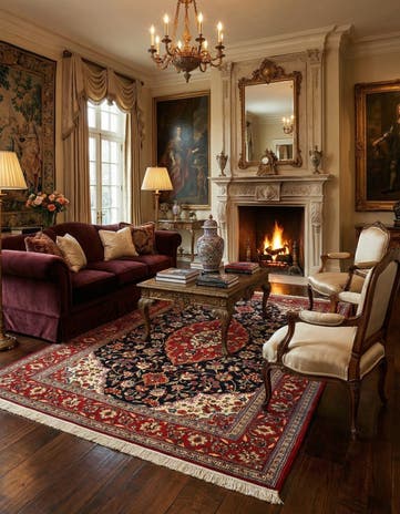 4' 9 x 6' 11 Hand Knotted Qom Persian Rug