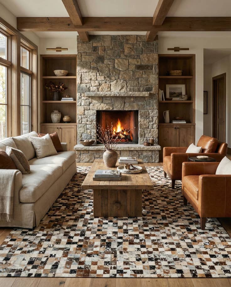 Detail image of 5' x 8' Cowhide - Patchwork Rug