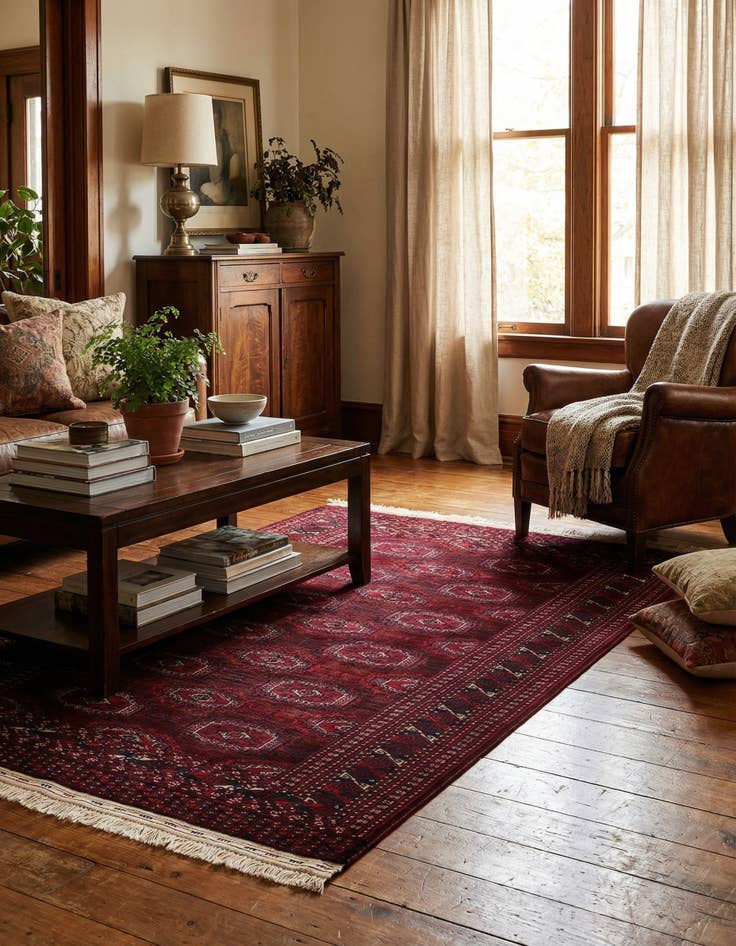 Detail image of 4' 2 x 6' 7  Hand Knotted Bokhara Oriental Wool Rug