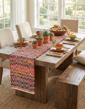 1' 2 x 10' Hand Woven Chindi Chevron Table Runner Rug