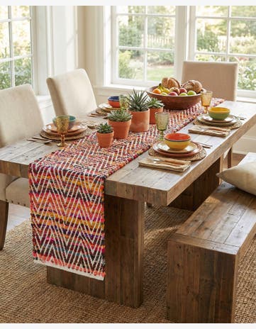 1' 2 x 10' Hand Woven Chindi Chevron Table Runner Rug