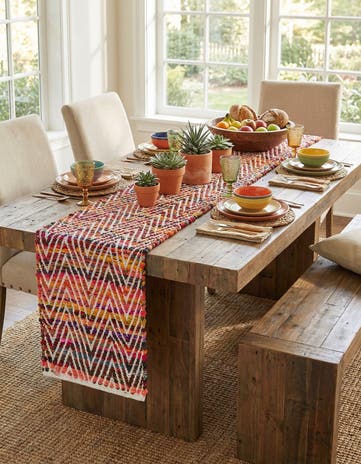 1' 2 x 10' Hand Woven Chindi Chevron Table Runner Rug