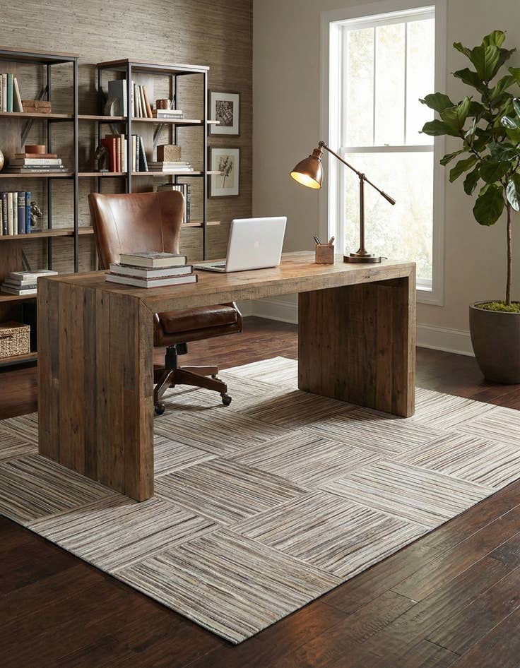 Detail image of 5' x 8' 3 Cowhide Stocks Rug