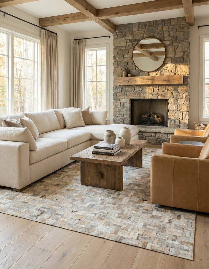 Detail image of 5' x 7' 10 Cowhide Leather Rug