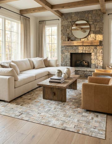 5' x 7' 10 Cowhide Leather Rug