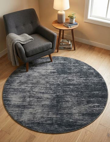 Black Asha Round Rug