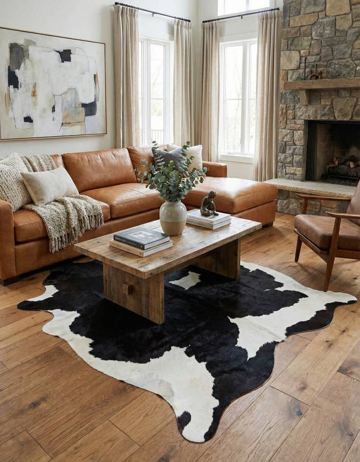 Detail image of 5' 2 x 6' 8 Cowhide Leather Rug