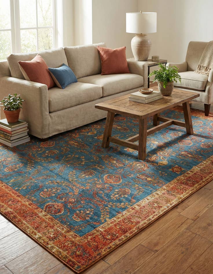 Detail image of 7' 10 x 10'  Washable Traditional Indoor / Outdoor Rug