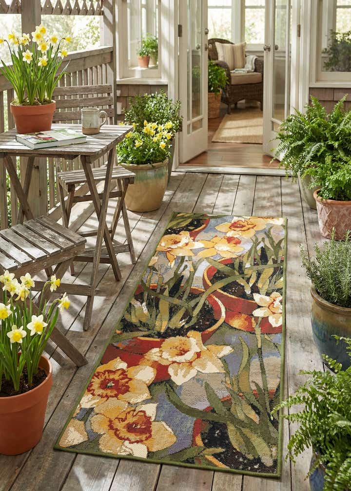 2' x 5' Easy-Clean Botanical Indoor / Outdoor Runner Rug