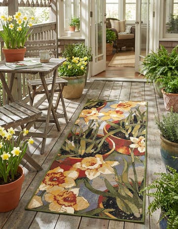 2' x 5' Easy-Clean Botanical Indoor / Outdoor Runner Rug