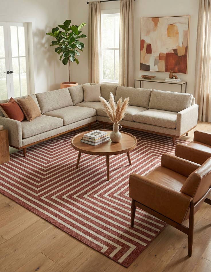 Detail image of  10' x 10'  Washable Modern Indoor / Outdoor Square Rug