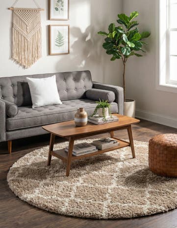 5' 3 x 5' 3 Moroccan Trellis Shag Round Rug