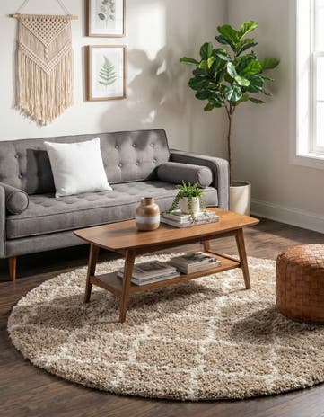 5' 3 x 5' 3 Moroccan Trellis Shag Round Rug