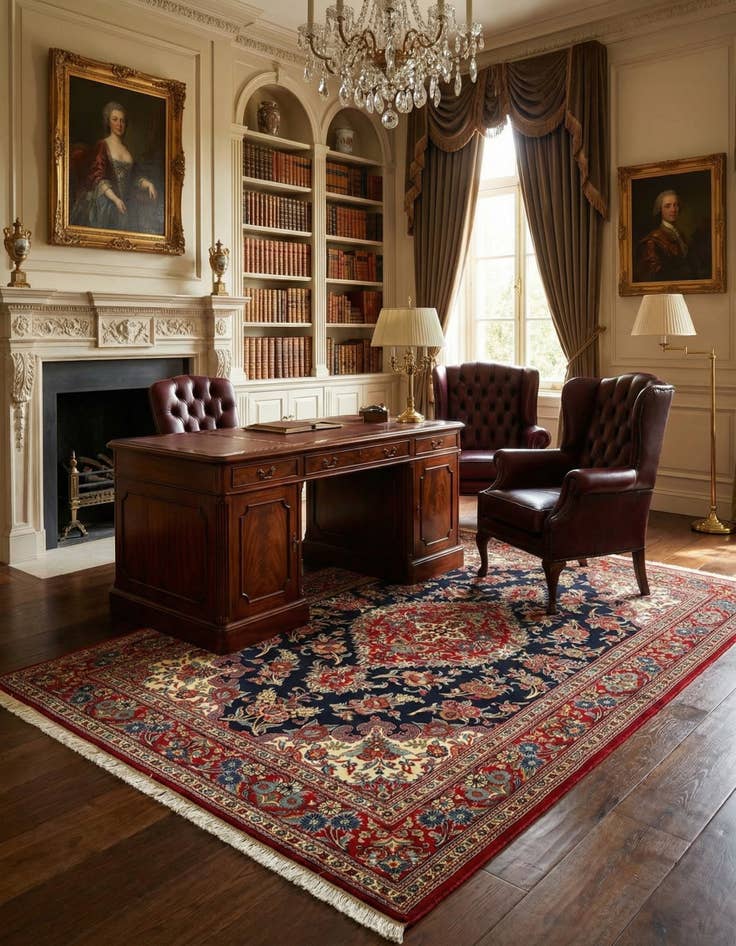 Detail image of 4' 6 x 6' 7  Hand Knotted Qom Persian Rug