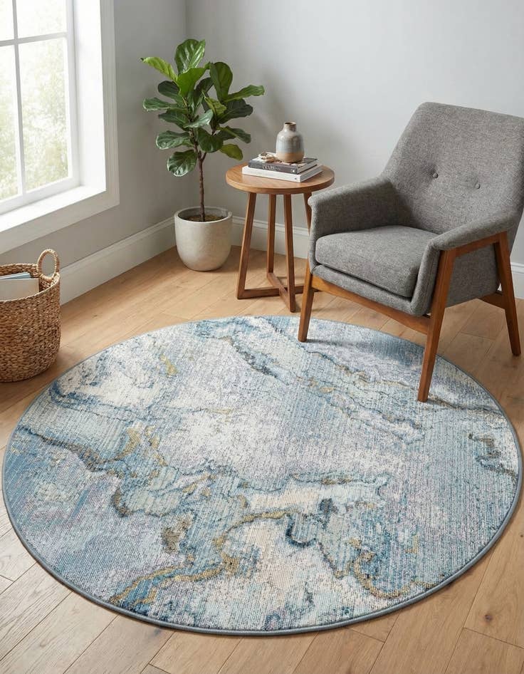 Detail image of  3' 3 x 3' 3  Washable Modern Indoor / Outdoor Round Rug