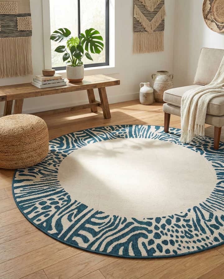 6' x 6' Easy-Clean Safari Indoor / Outdoor Round Rug