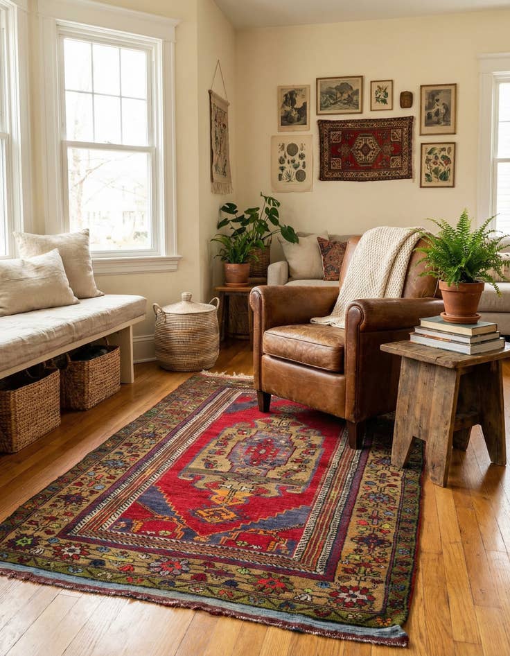 Detail image of  4' x 6' 9  Hand Knotted Anatolian Oriental Wool Rug