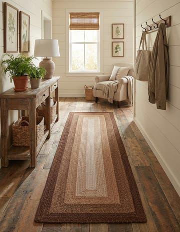 2' 7 x 8' Handmade Hand Braided Wool Runner Rug