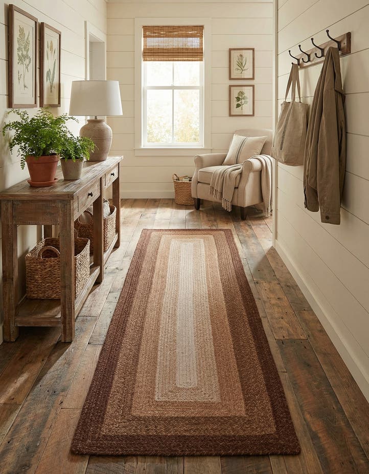 2' 7 x 8' Handmade Hand Braided Wool Runne...