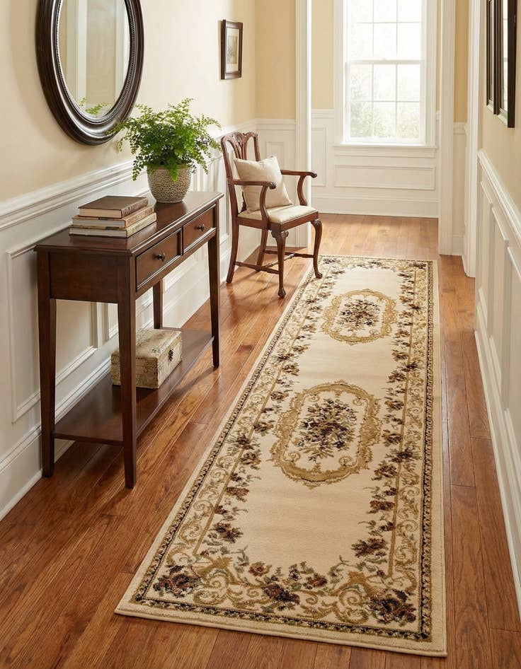 Detail image of 2' 7 x 10' Classic Aubusson Runner Rug