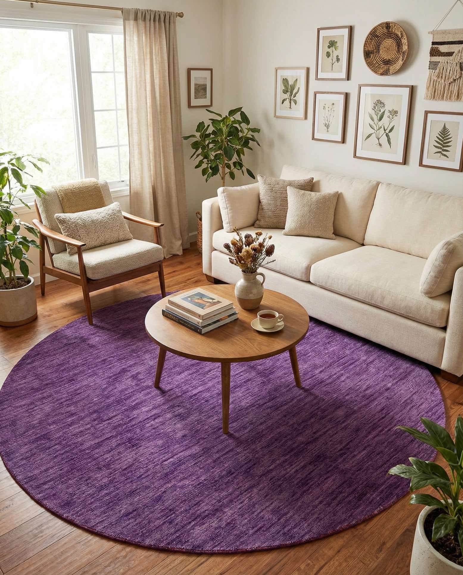 9' 10 x 9' 10 Hand Knotted Solid Gabbeh Wool Round Rug