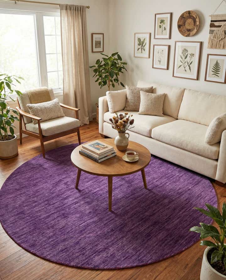 9' 10 x 9' 10 Hand Knotted Solid Gabbeh Wool Round Rug