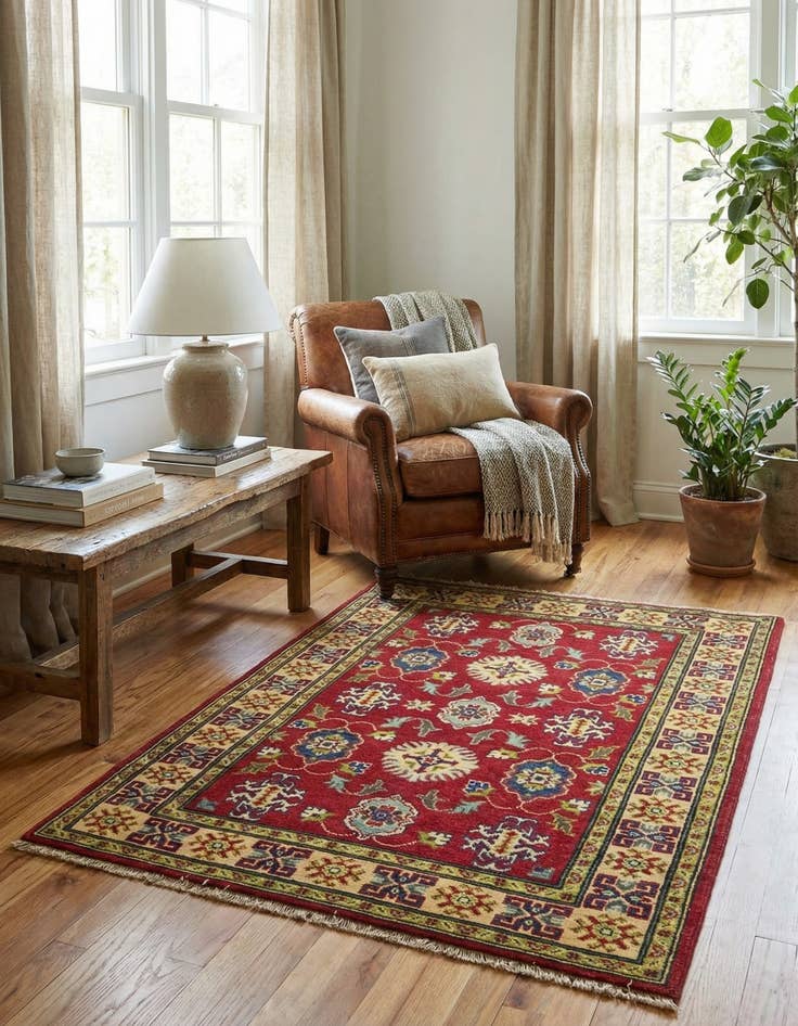 Detail image of 3' 4 x 5'  Hand Knotted Kazak Rug