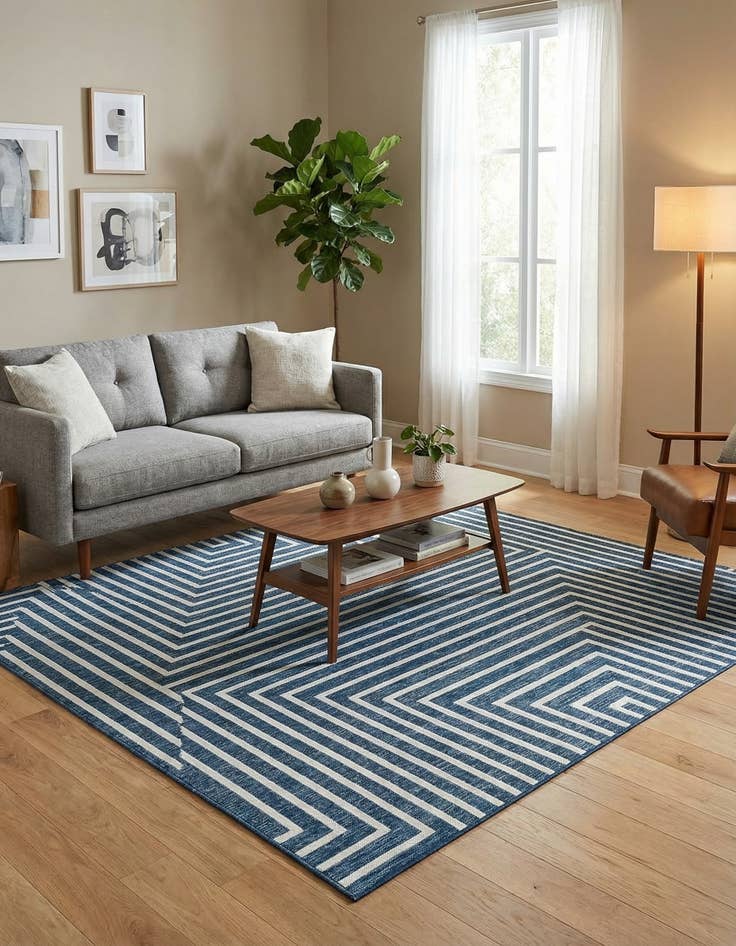 Detail image of 7' 10 x 7' 10  Washable Modern Indoor / Outdoor Square Rug