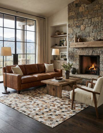 5' 3 x 7' 6 Cowhide Stocks Rug