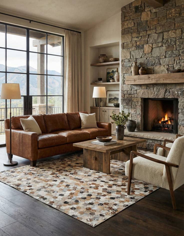 Detail image of 5' 3 x 7' 6 Cowhide Stocks Rug