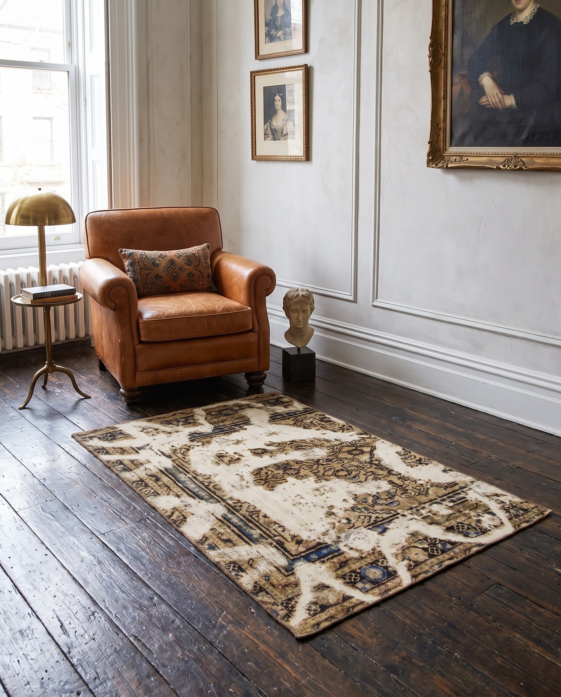 3' 5 x 5' Hand Knotted Ultra Vintage Persian Wool Rug