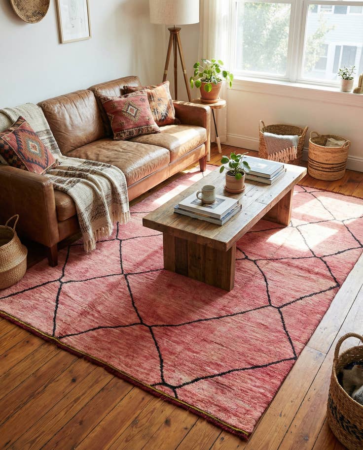 Detail image of 5' 10 x 7' 9 Hand Knotted Moroccan Wool Rug