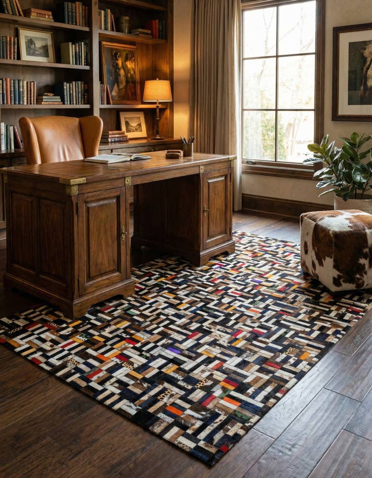 Detail image of  5' 1 x 8' 1 Cowhide - Patchwork Rug