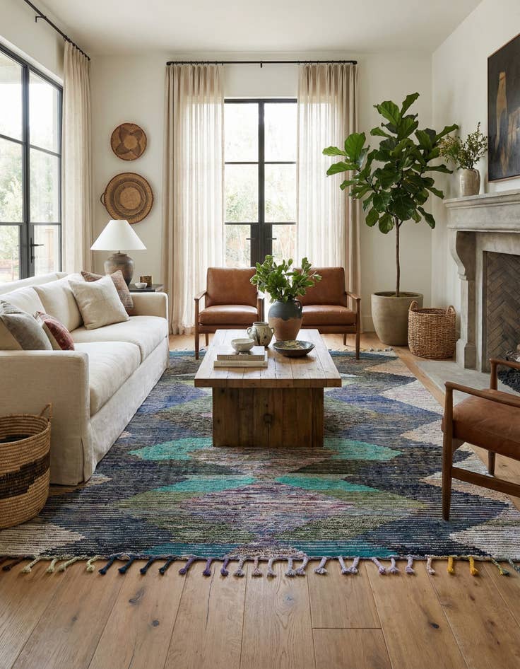 Detail image of 8' 2 x 10' Hand Knotted Moroccan Wool Rug