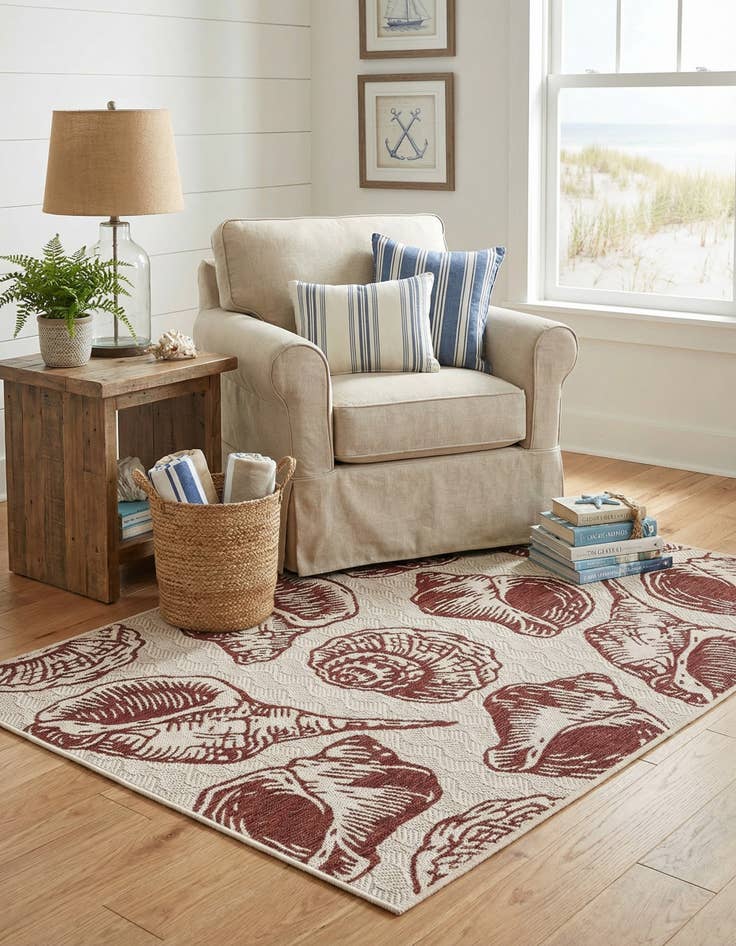 Detail image of 4' x 6'  Washable Coastal Indoor / Outdoor Rug