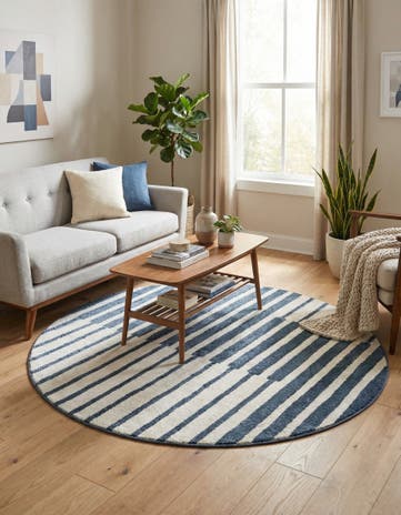 Blue Oslo Round Rug