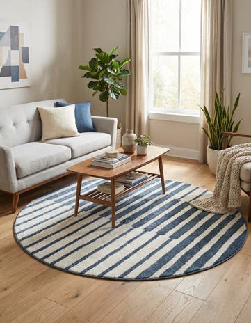 Blue Oslo Round Rug