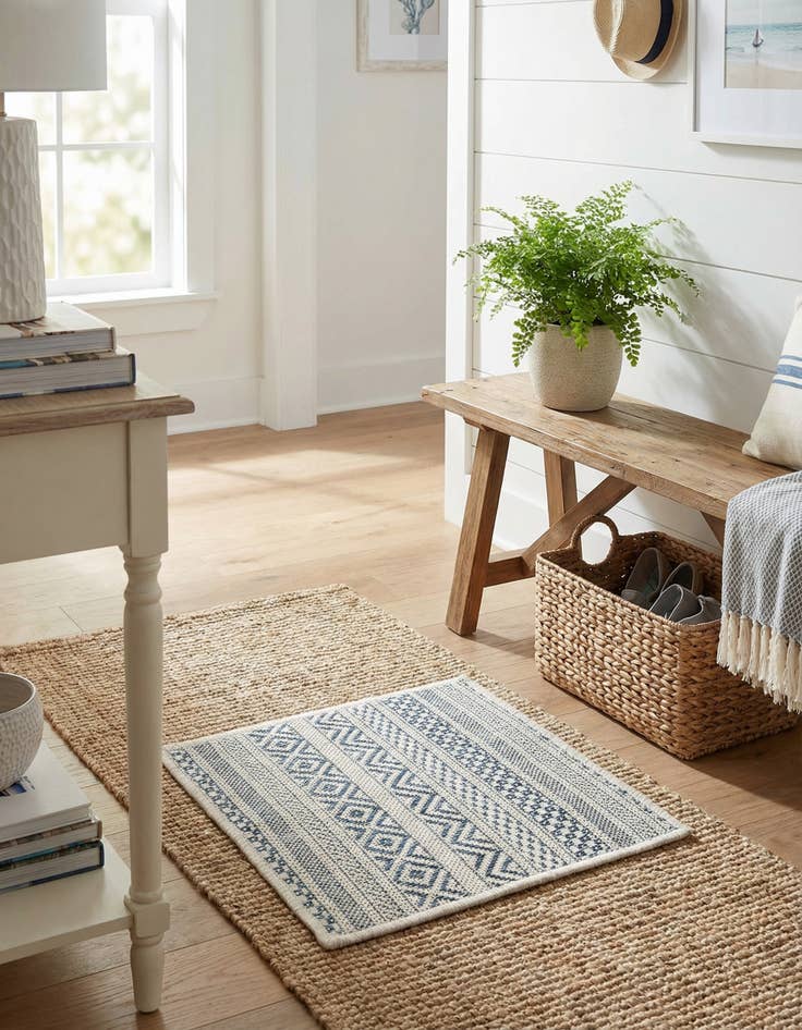 Detail image of 1' 4 x 1' 4  Washable Striped Indoor / Outdoor Sample Rug