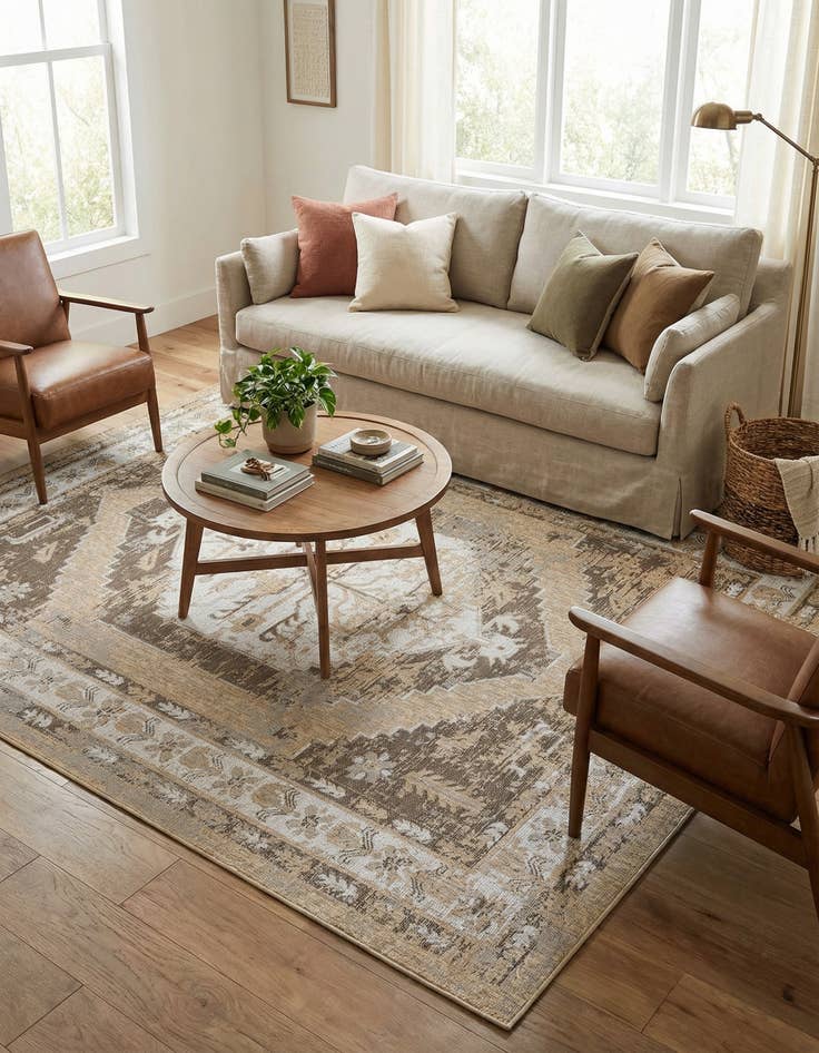 Detail image of 9' x 12'  Washable Traditional Indoor / Outdoor Rug